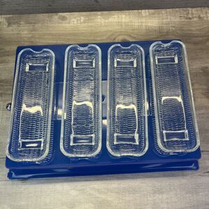 Corn on the Cob Holder Footed Dish Vintage Clear Heavy Press Glass Lot of 4